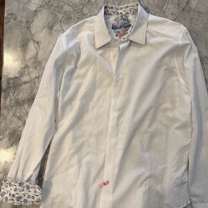 Robert Graham White Button Down Dress Shirt, Size XL